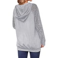 thumbnail image 4 of gakvov Long Sleeve Shirts For Women Plus Size Hoodie Splicing Pockets Hooded Sweatshirts Coat Tops Business Casual Loose Lace Blouse Shirts Fall Lace Pull Over Sweatershirt, 4 of 6