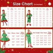 Christmas Elf Costumes Parent-Child Holiday Green Elf Outfits Xmas Family Matching Clothes for Kids Girls Boys Women Men
