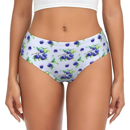 Womens Underwear - Blueberries Print Tree No Show Seamless Underwear for Women  Soft Stretch Womens Panties  Hipster Ladies Panties Bikini Underwear Briefs