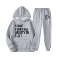 thumbnail image 4 of WEIYLL Outfits for Women Sets Two Piece Pants Cute Letter Print Long Sleeve Hooded Sweatshirt Grey Fall Activewear Suits ,size XL, 4 of 4