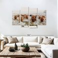 thumbnail image 3 of Elephant Stock Winter Highland Cows Wall Art - Horizontal Multi Panel Canvas - Living Room Wall Decor - Animal Multi Panel - Brown And Orange Decor - 75" x 48", 3 of 8