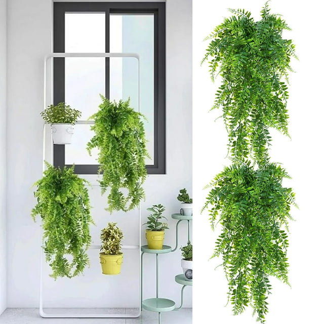 Plantas colgantes artificiales, 2 piezas de plantas colgantes artificiales, plantas colgantes de pared, guirnaldas, plantas persas artificiales, solución innovadora