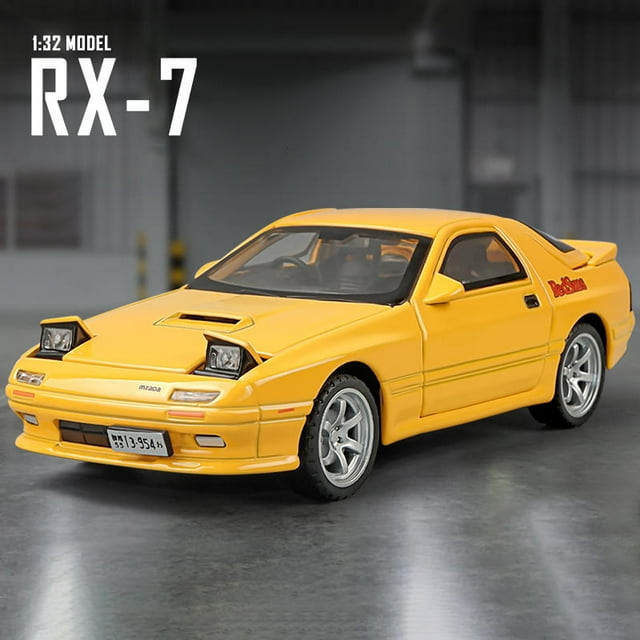 1:32 Mazda RX7 AE86 JDM Mazda MX5 Car Model Alloy Car Die Cast Toy Car Model Sound and light Children's Toy Collectibles RX7 Yellow