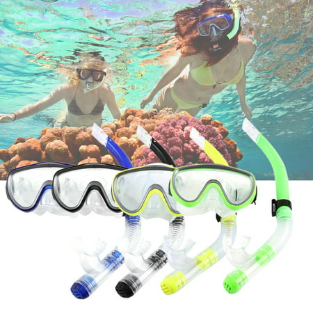 Adult Impact Resistant Tempered Glass Lens Mask Snorkel Mouthpiece Snorkeling Combo (Best Snorkel Mask For Glasses)
