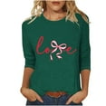 thumbnail image 3 of RKSTN Valentines Gift 3/4 Length Sleeve Womens Tops Oversized Crewneck Valentine Day Loves Heart Graphic Print Short Sleeve T Shirt Womens Casual Plus Size Round Neck Three Quarter Sleeve Tee Shirt, 3 of 6