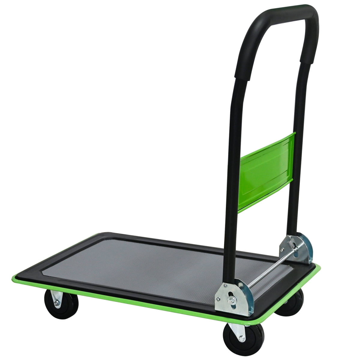 Flatbed Cart, 330lbs Heavy Duty Capacity Platform Hand Truck 360 Degree Swivel Wheels Foldable Push Hand Cart for Loading and Storage, Warehouse-Green