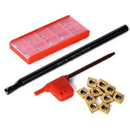 

7Mm S07K-Sclcr06 Lathe Boring Bar Holder Tool+ 10Pcs Ccmt060204 Carbide Rt