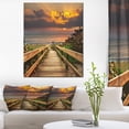 thumbnail image 1 of Long Wooden Stairs into the Sea - Bridge Canvas Art Print, 1 of 3