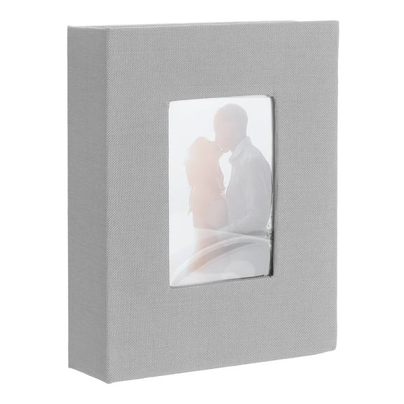 Uxcell Photo Album, 4 x 6 Linen Cover Small Book for 100 Pockets Hold 100 Pictures for Wedding Family Anniversary, Grey