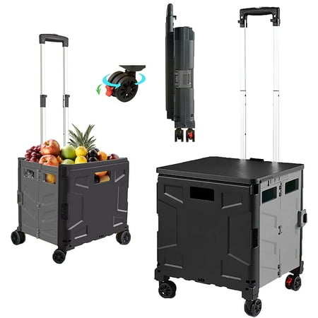 Rolling Utility Cart | Folding and Collapsible Large Capacity Shopping ...