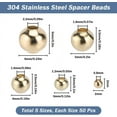 thumbnail image 2 of 1 Box 250Pcs 5 Sizes Stainless Steel Beads Bulk 2mm 3mm 4mm 5mm 6mm Gold Spacers Bead Round Ball Bead Golden Rondelle Metal Loose Spacer Beads for Jewelry Making Beading Kits DIY Supplies, 2 of 6