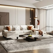 Homall 105 Modern U-Shape Sectional Sofa, Chenille Fabric Modular Couch, 4 Seat Oversized Sofa with Chaise for Living Room, White