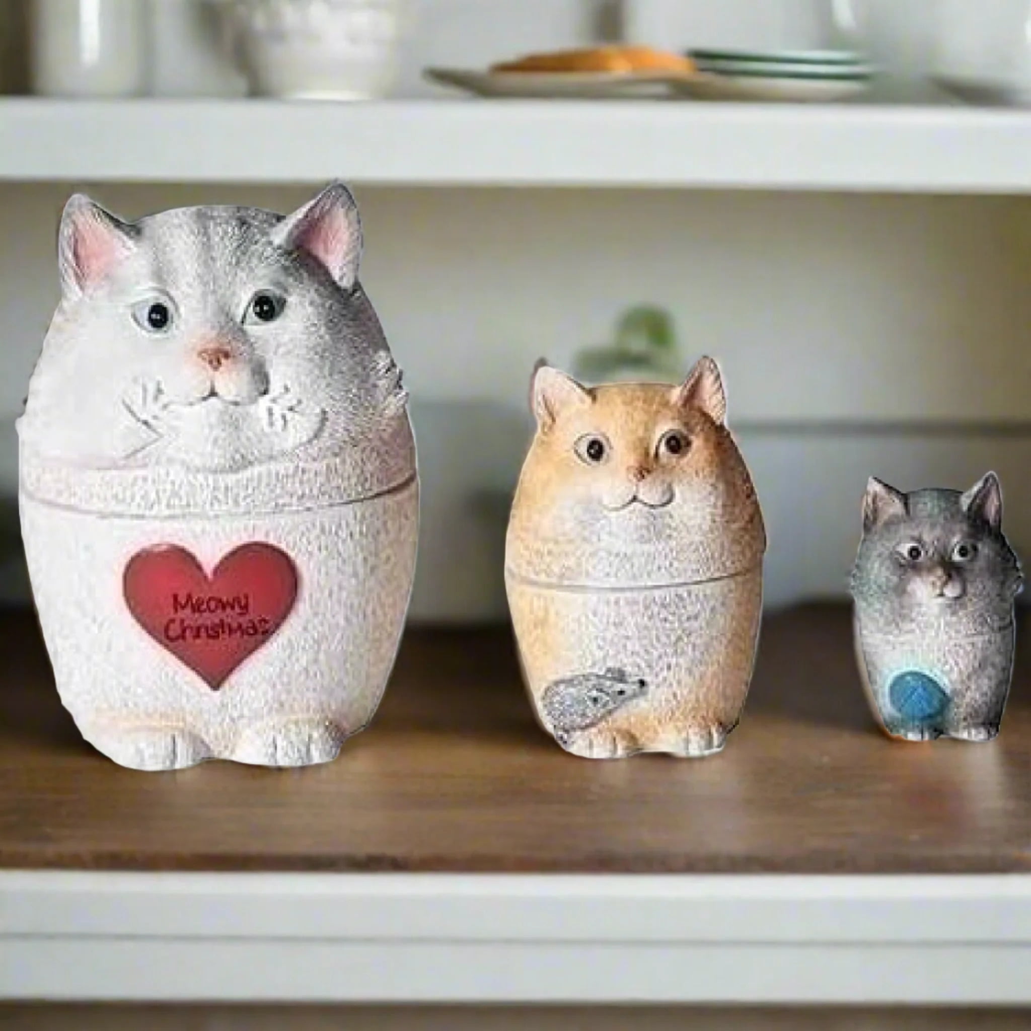Roman Nesting Tryoshka Cat Decorative Box, Set of 3, Jewelry Organizer Accessories