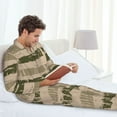 thumbnail image 4 of Mens Pajamas Set, Horizontal Striped Camouflage Button Down Long Sleeve Loungewear Sleepwear Pjs sets for Men, 4 of 5