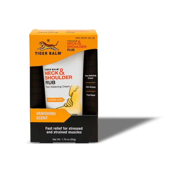 Tiger Balm Neck & Shoulder Rub, 1.76 oz (50 g) – Shoulder and Neck Topical Pain Relief Cream, Sore Muscle and Joint Relieving Cream with vanishing lavender scent