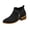 Black, variant on Women’s Metal Zipper Pointed Toe Ankle Booties, Faux Suede Low Stacked Block Heel Short Chelsea Boots, Side Zip Casual Shoes Beige 5.5(36)