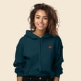 thumbnail image 3 of Dalix Pixel Heart Embroidered Fleece Cropped Hoodie Cold Fall Winter Women in Atlantic Green XL X-Large, 3 of 5