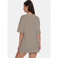 thumbnail image 4 of Women's Oversized T-Shirt - Crewneck Short Sleeve Loose Fit Tee - Solid Color Casual Top, 4 of 4