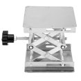 thumbnail image 1 of Adjustable Stainless Steel Laboratory Lifting Table, Rustproof Scissor Stand for Physics Chemistry Biology Experiments, Convenient Height Adjustment with Blue Handle, 100x100x160mm, 1 of 7
