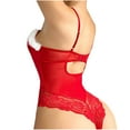 thumbnail image 5 of Tao Tao Xmas Clothes, White Fuzzy Trim, Criss Cross, Snap Crotch Bodysuit Red 2XL, 5 of 8