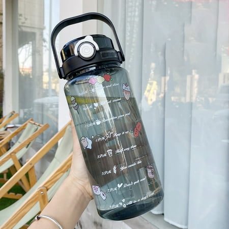 

Gseagtia Large Water Bottle 2 Drinking Methods PC PP Material Clear Scale Portable Matte Large Water Jug with Straw for Fitness