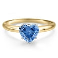 thumbnail image 3 of Gem Stone King 14K Two Tone Gold Fancy Blue Zirconia Solitaire Engagement Ring for Women | 1.71 Cttw | Heart Shape 8MM | Gemstone Birthstone | Size 8, 3 of 6