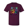 thumbnail image 2 of Wild Bobby, If You're Nice I Might Let You Live With Me Colorful Cat Animal Lover Men's Graphic T-Shirt, Maroon, Small, 2 of 3