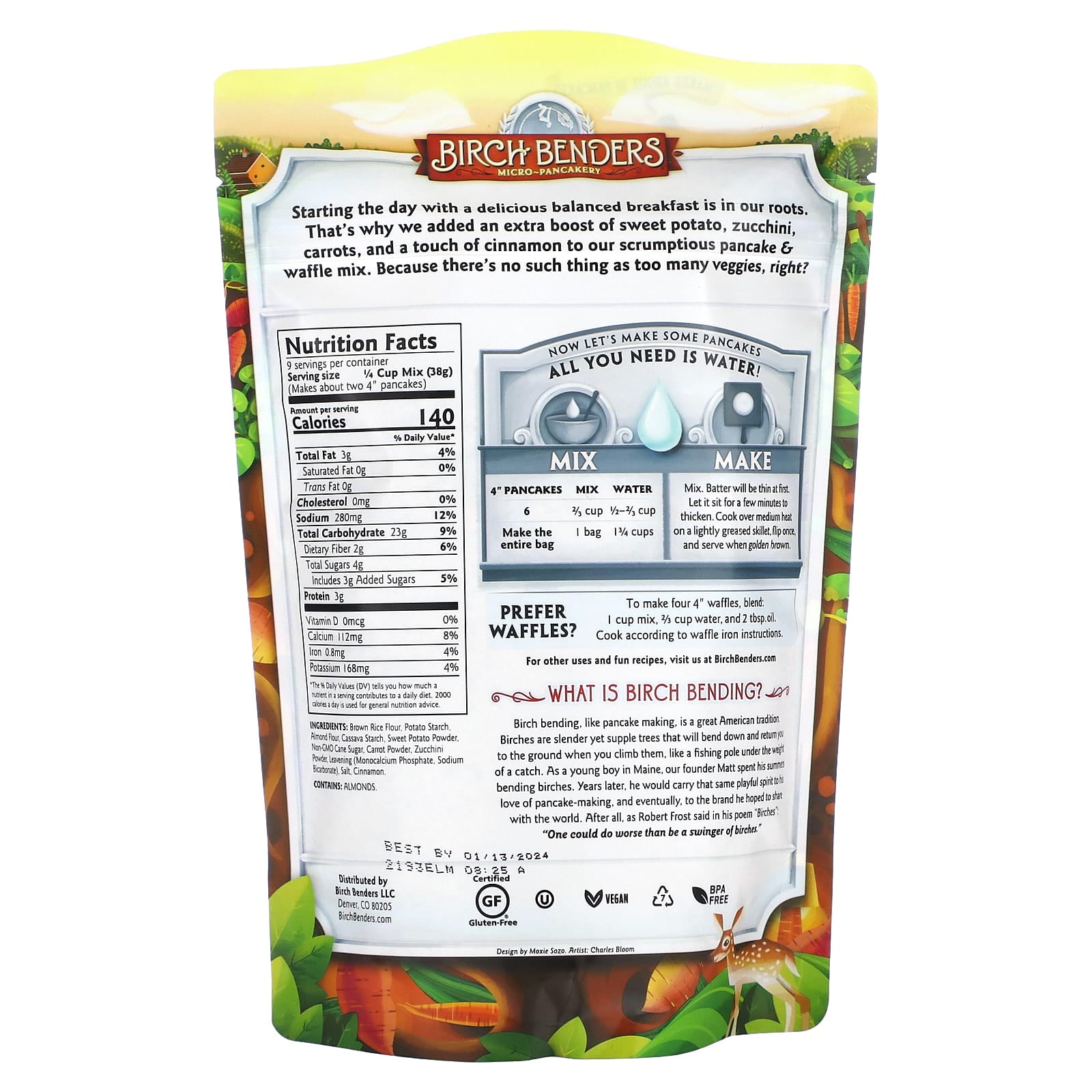 Birch Benders, Pancake & Waffle Mix, Sweet Potato, 12 oz (340 g) Pack of 3