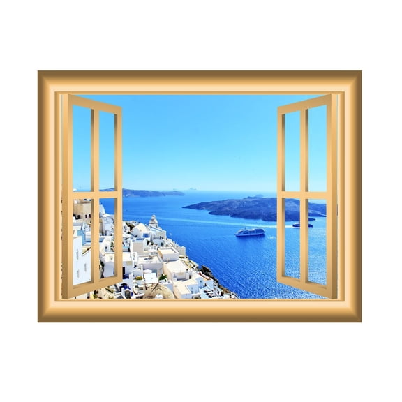 VWAQ Beach Scene Window Cityscape Wall Decal Peel and Stick Mural VWAQ-NW11 (24"H X 30"W)