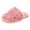 Pink, variant on Womens Ruffle Slide Slippers Sequin Embellishments Cushioned Footbed Comfy Open Toe House Shoes for Lounge Winter Wear