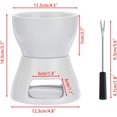 thumbnail image 3 of czcpp-Ceramic Butter Chocolate Fondue Pot Set, 400ml Cheese Fondue Set with 4 Forks, Butter Warmer Fondue Pot, Family Melting Hot Pot for Tapas (White), 3 of 4