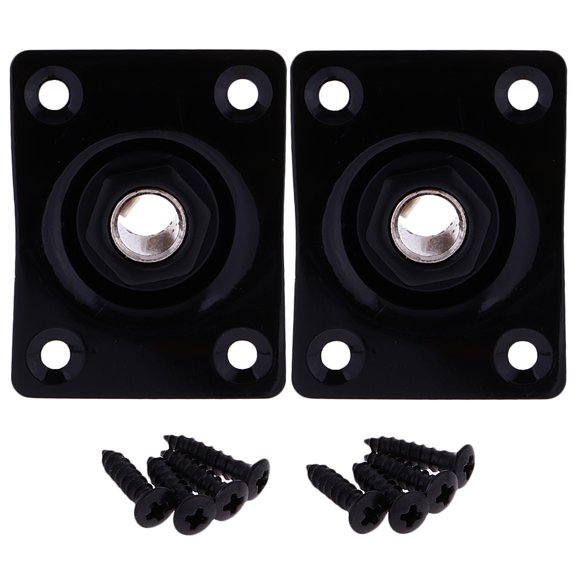 2Pcs/Set Black Metal Rectangle Shape Electric Guitar Socket Plug 6.35mm Jack