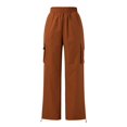 thumbnail image 3 of Gibobby Pantalones tipo cargo estampados de mujer Pantalones cargo sueltos de calle con cintura elástica diaria para mujer Pantalones con bolsillos(De bronce,G), 3 of 5