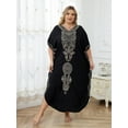 thumbnail image 2 of Edolynsa Plus Size Moroccan Kaftan Dress for Women Embroidery Caftan Tunic Maxi Beach Dresses Bathing Suit Cover up Sleepwear, 2 of 9