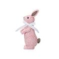 thumbnail image 2 of Xecvkr Decorative Resin Easter Bunny Figurine Woven Rattan Effect Bow Accent Tabletop Holiday Ornament Faux Craft Art 1 Piece Pink, 2 of 6