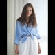 thumbnail image 5 of Camisas de de Algodón de Larga con Botones para Mujer, Blusas Informales con Cuello, Corte Holgado. Azul M, 5 of 10