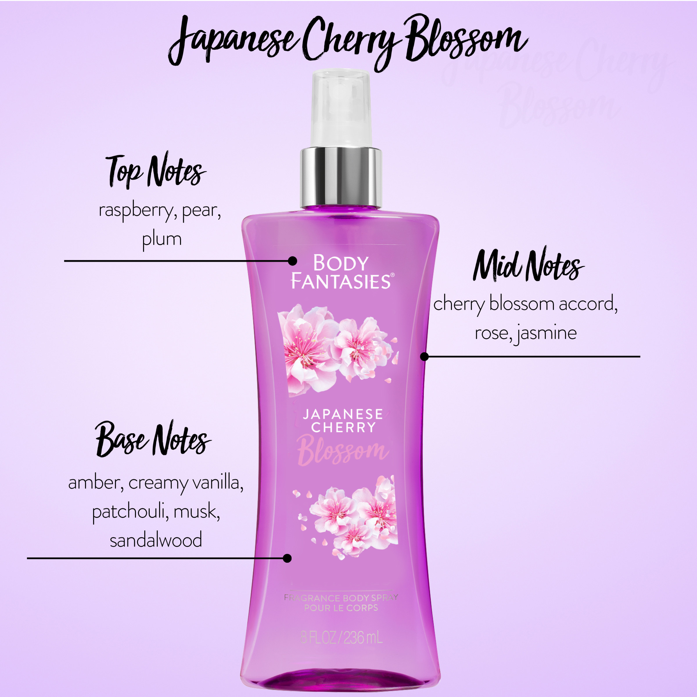 Body Fantasies Signature Japanese Cherry Blossom Fragrance Body Spray for Women, 8 fl.oz. - image 4 of 8