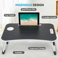 thumbnail image 3 of Folding Lap Desk, 23 Inch Portable Wood Black Laptop Bed Desk Lap Desk with Cup Holder, for Working Reading Writing, Eating, Watching Movies for Bed Sofa Couch Floor, 3 of 10
