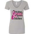 thumbnail image 3 of Inktastic Breast Cancer Awareness We Wear Pink in October Women's V-Neck T-Shirt, 3 of 5