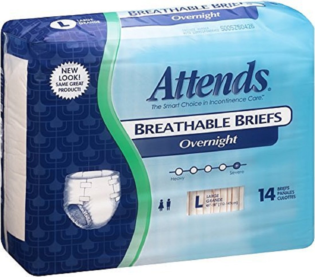 Extended Wear Adult Briefs Large 44"58", * Incontinence level severe