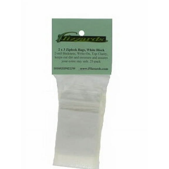 Ziplock Bags 2x3, White Block Poly Bags, Writeable 2 mil, 25
