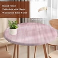 thumbnail image 4 of Pink Round Tablecloth, Fitted Table Cover with Elastic for 55"-60" Round Tables, Modern Abstract Art Ombre Striped Table Cloth Outdoor Indoor Dinning Party Waterproof Tablecloths, 4 of 7