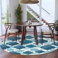 thumbnail image 3 of Large Round Rug 8Ft Washable Non-Slip, Blue Geometric Moroccan Circle Area Rugs for Living Room Bedroom, Abstract Art Blue Ombre Modern Indoor Floor Mats Carpet Runner for Home Decor, 3 of 8