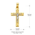thumbnail image 3 of 14K Two Tone Gold Jesus Crucifix Cross Pendant with 1.5mm Flat Open Wheat Chain Chain Necklace - 22", 3 of 4