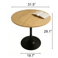 thumbnail image 2 of Round Dining Table with Natural Wood Finish and Metal Base - Modern Mid-Century Style, 2 of 10