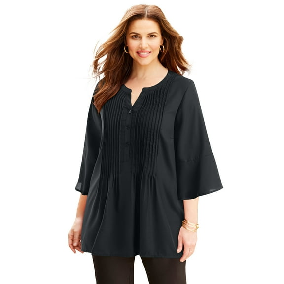 Catherines Women's Plus Size Georgette Pintuck Blouse