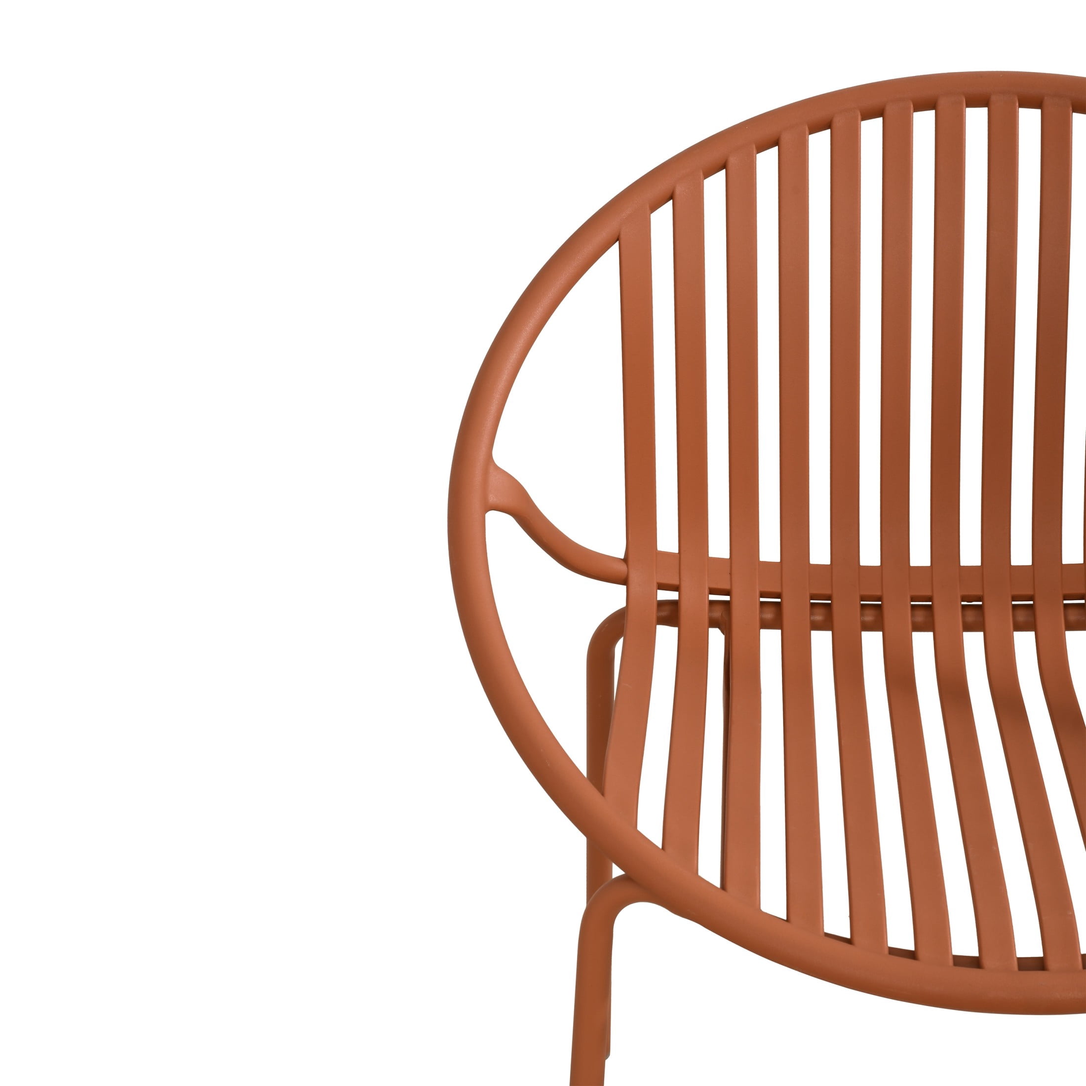 Christopher Knight Home Minimalist Plastic Outdoor Stacking Dining Chairs, Metal Legs, Orange, Set of 4