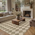 thumbnail image 4 of BERTHMEER 8'x10' Easy Jute Area Rugs for Living Room Modern Checkered Indoor/Outdoor Rugs for Patio Farmhouse Geometric Contemporary Washable Non Slip Large Rugs Carpets, Beige, 4 of 7