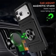 thumbnail image 3 of For Apple iPhone 17 Pro Max Phone Case with Finger Ring Holder Kickstand, Card Slots，Heavy Duty Shockproof Rugged Protective Working with Magnetic Car Phone Mount,Black,For iPhone 17 Pro Max, 3 of 7