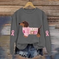 thumbnail image 4 of Jindong Women's Dog Ribbon Breast Cancer Awareness Print Sweatshirt, 4 of 5